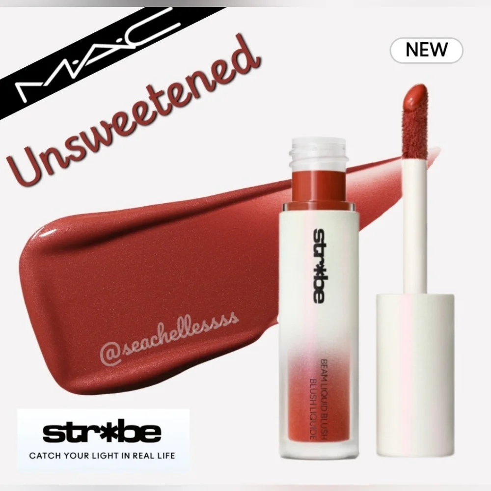 MAC Unsweetened Strobe Liquid Blush Red Mauve Brsnd New In Box Full Size